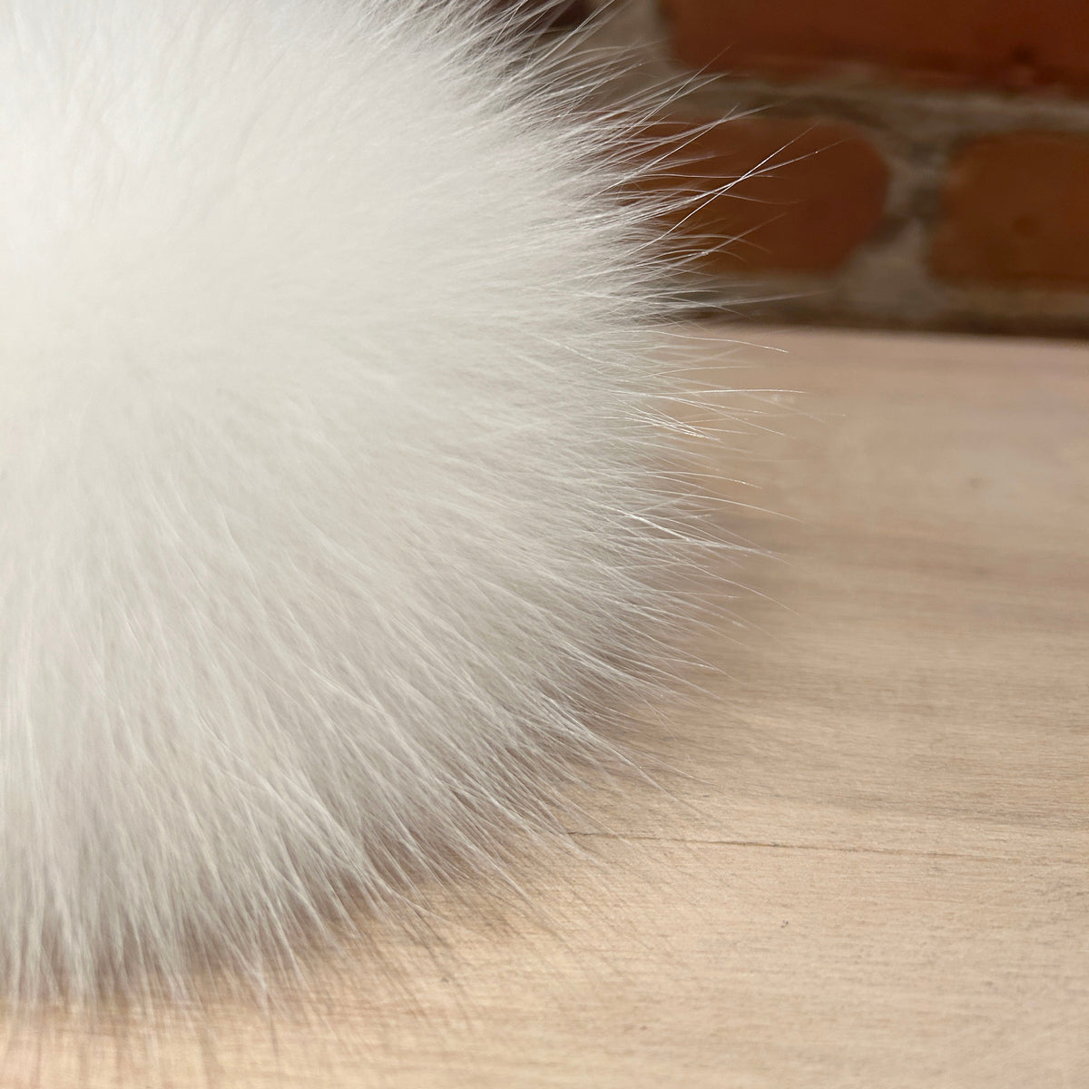 White Arctic Fox Fur Pom, 6 Inch