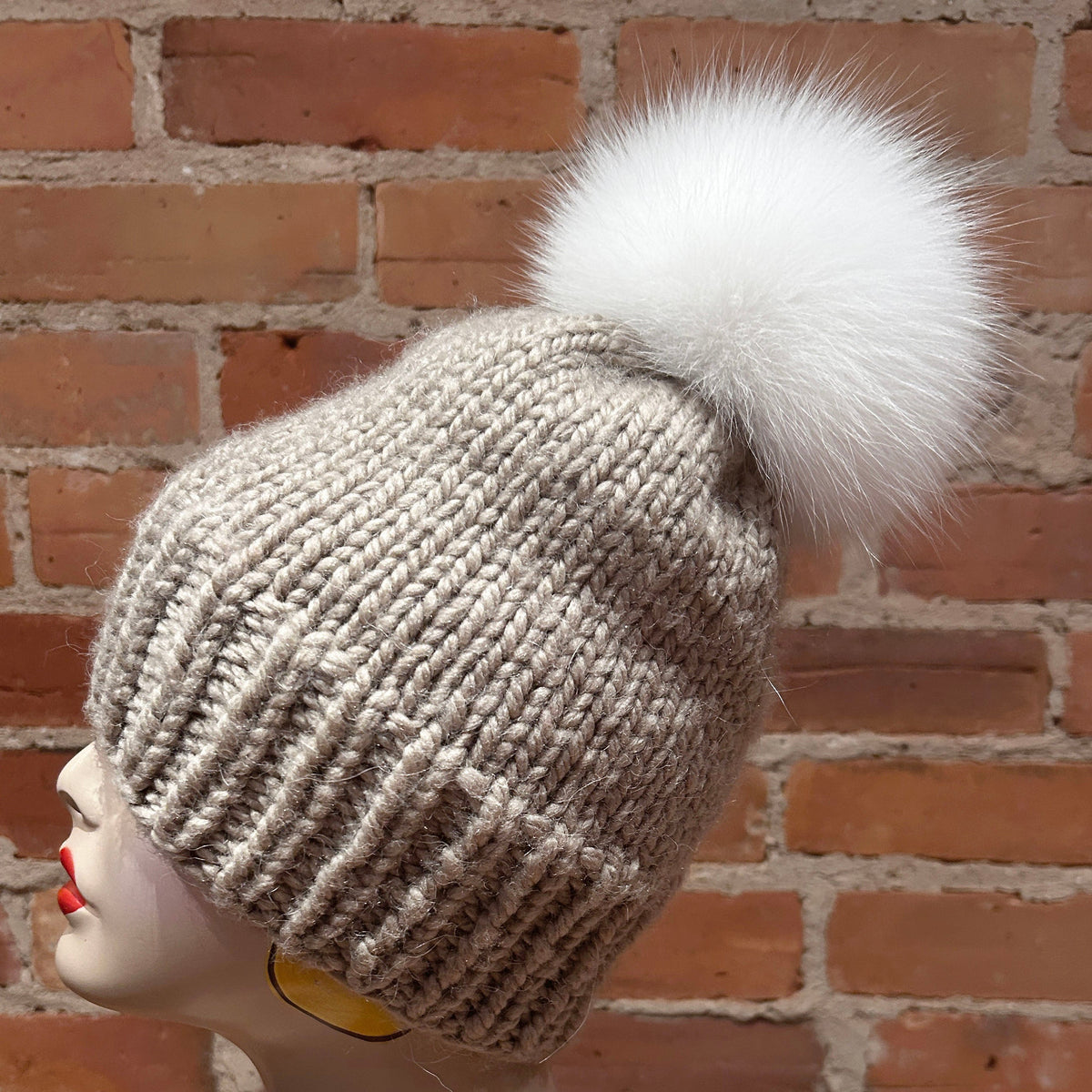 White Arctic Fox Fur Pom, 6 Inch