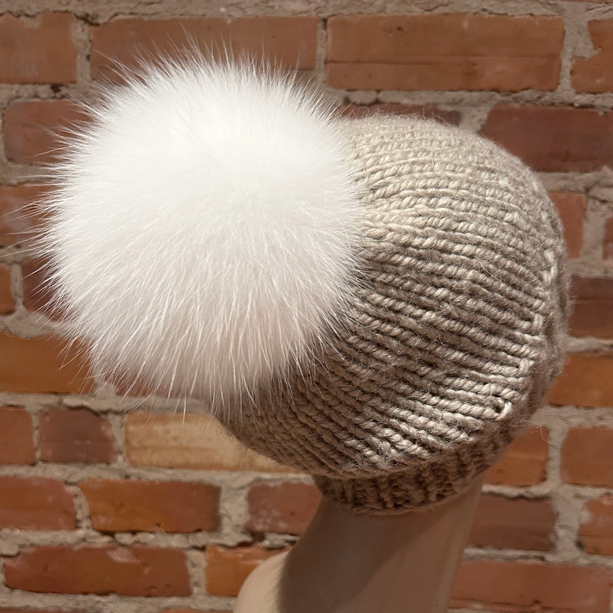 White Arctic Fox Fur Pom, 6 Inch