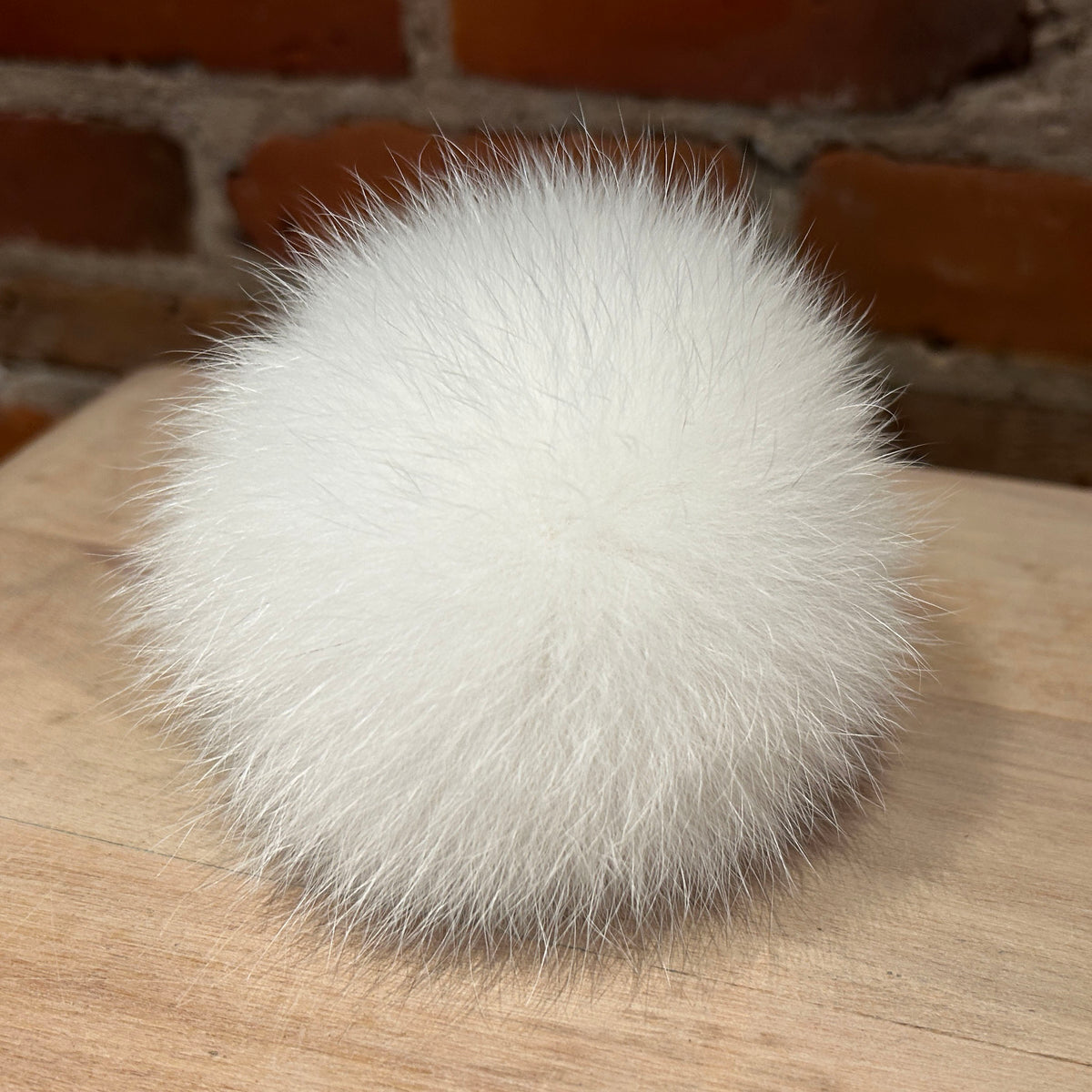 White Arctic Fox Fur Pom, 3.5 Inch