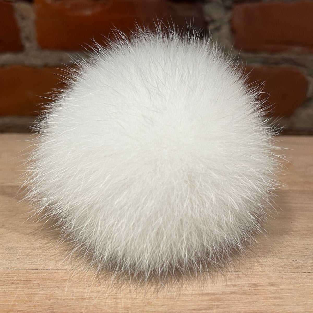 White Arctic Fox Fur Pom, 3.5 Inch