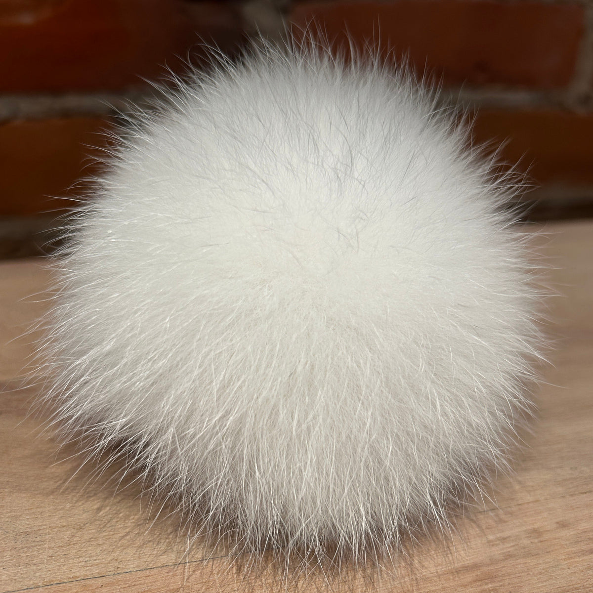 White Arctic Fox Fur Pom, 3.5 Inch