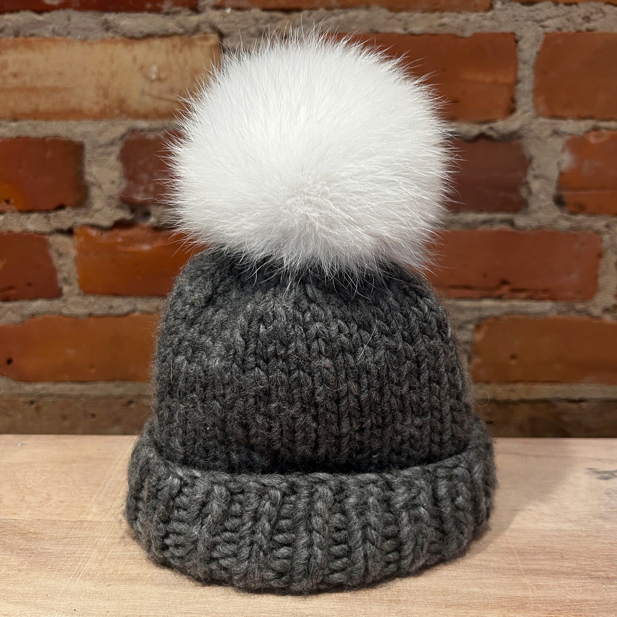 White Arctic Fox Fur Pom, 3.5 Inch