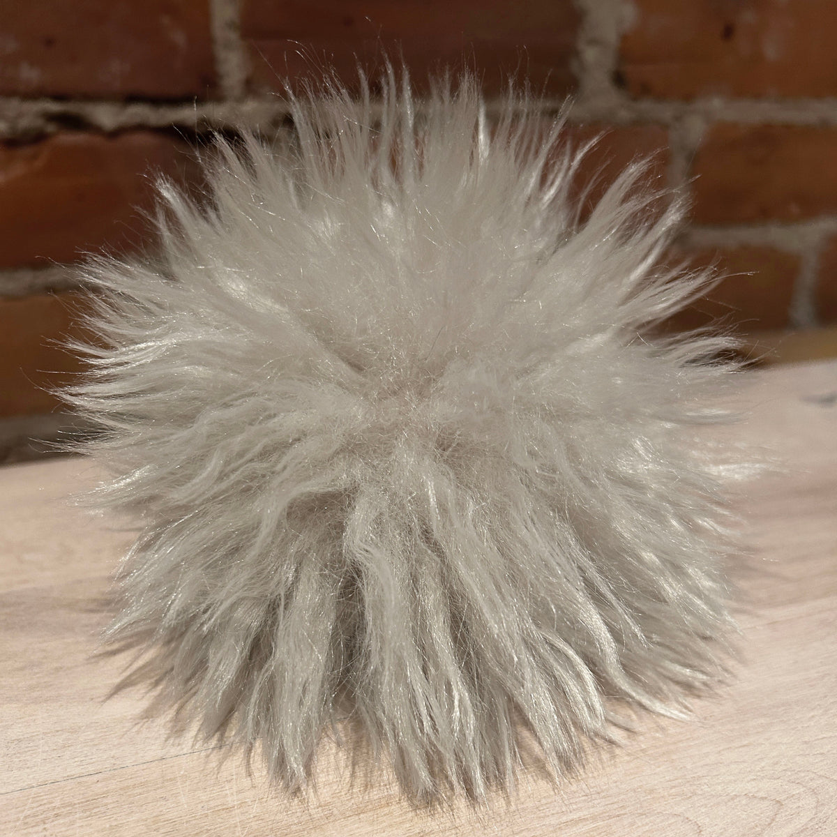 Wavy Sugar Beige Lamb Hat Pom, 6 Inch