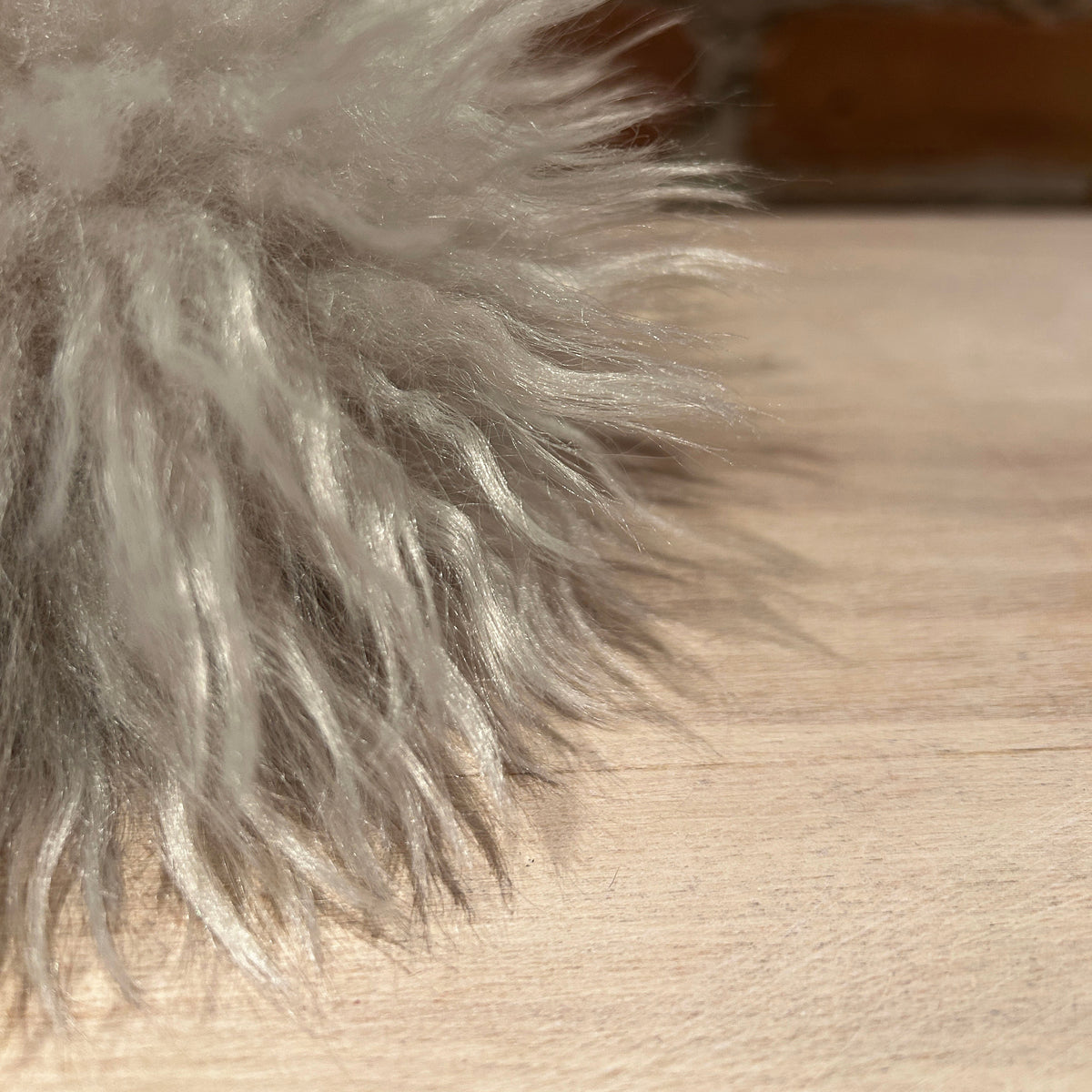 Wavy Sugar Beige Lamb Hat Pom, 6 Inch