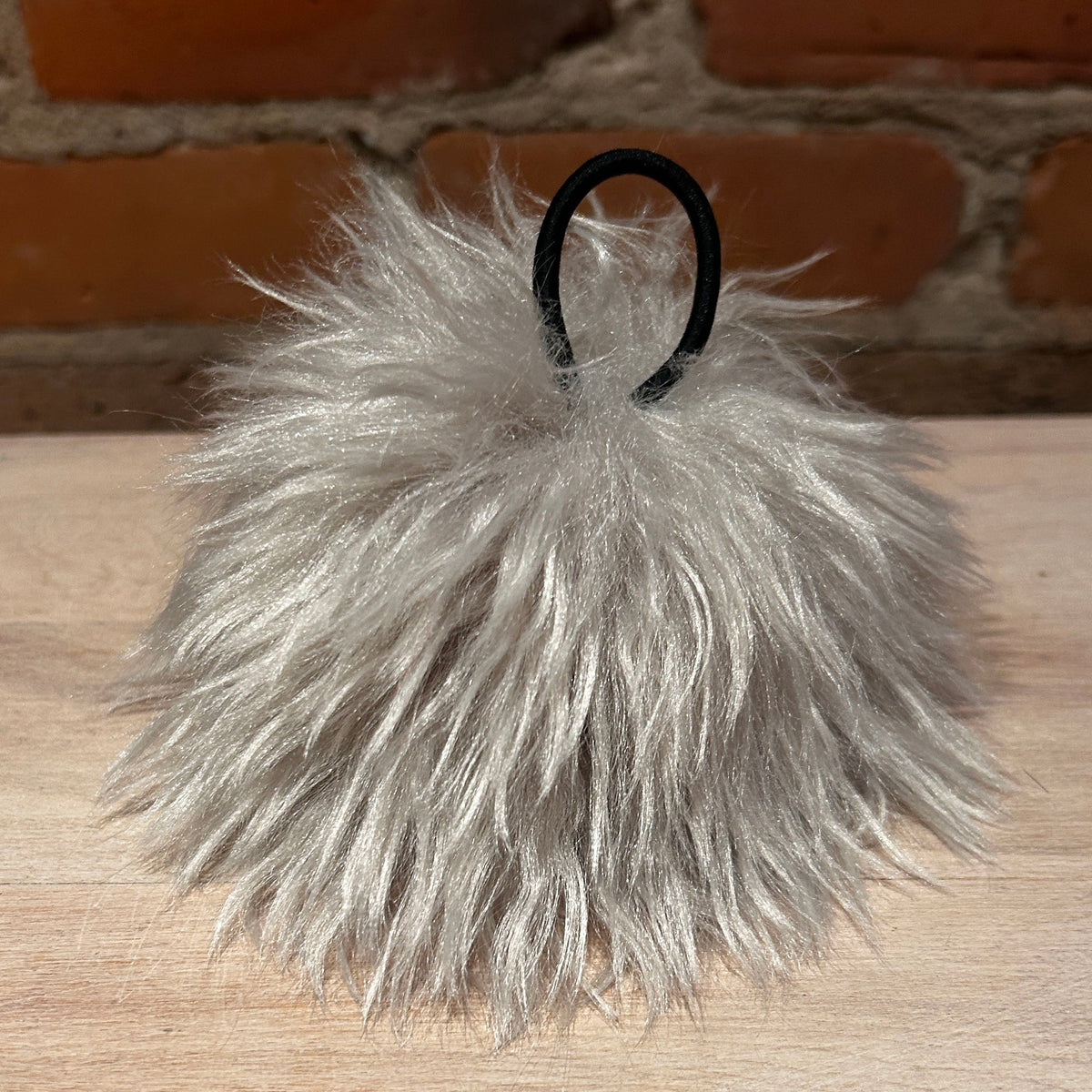 Wavy Sugar Beige Lamb Hat Pom, 6 Inch