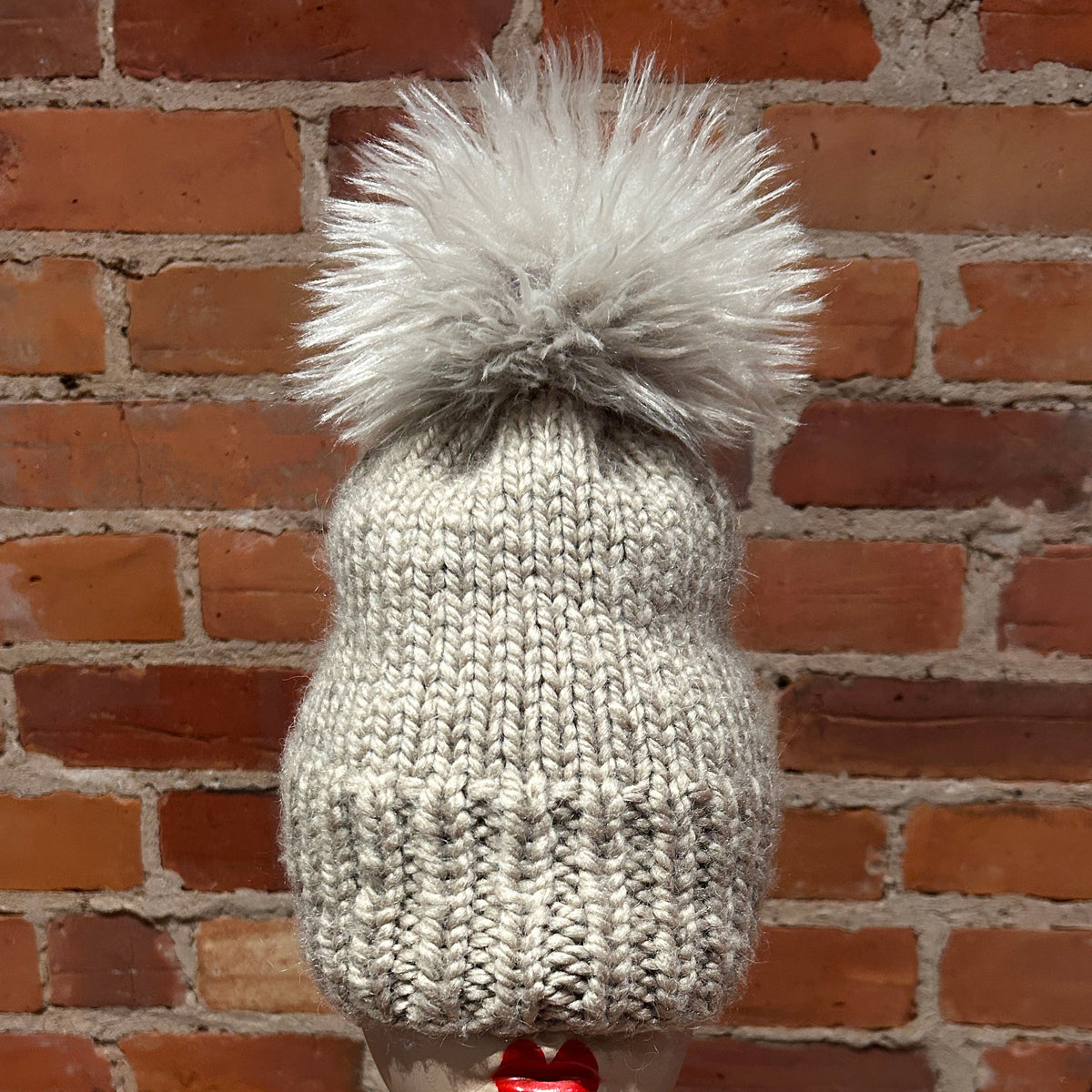 Wavy Sugar Beige Lamb Hat Pom, 6 Inch