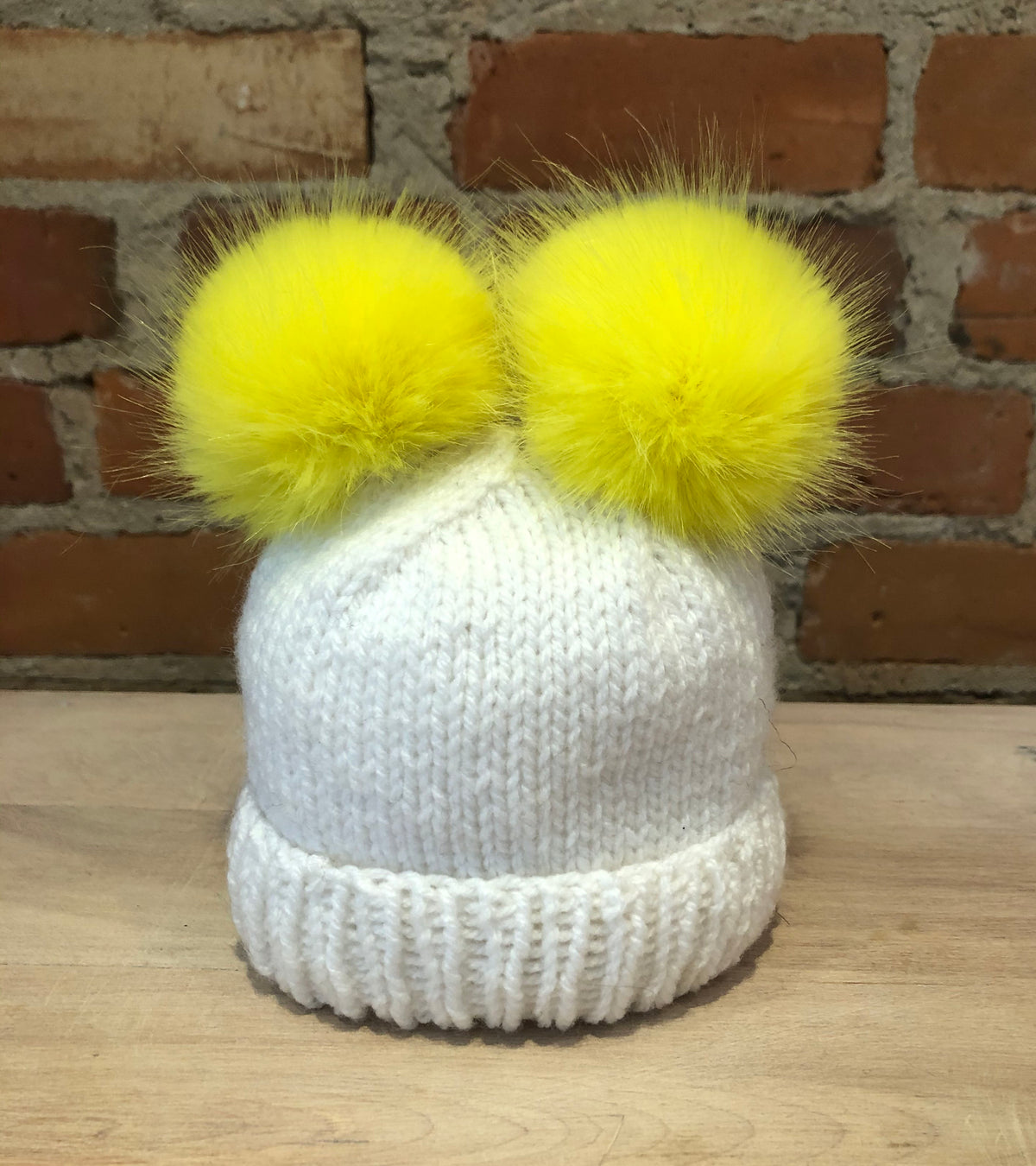 Lemon Yellow Mink Faux Fur Pom, 2 Inch