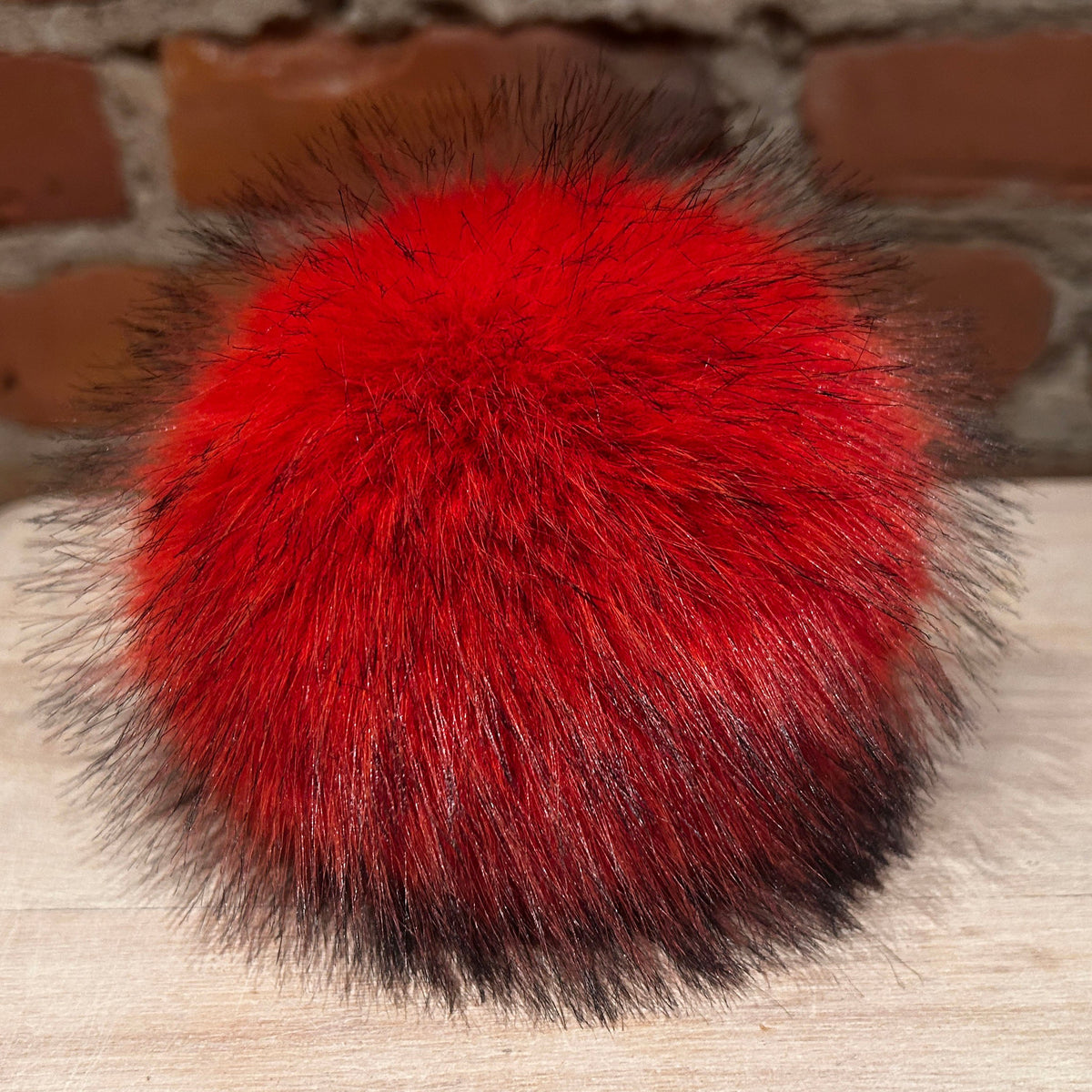 Orange Red Faux Fox Fur Pom, 5.5 Inch