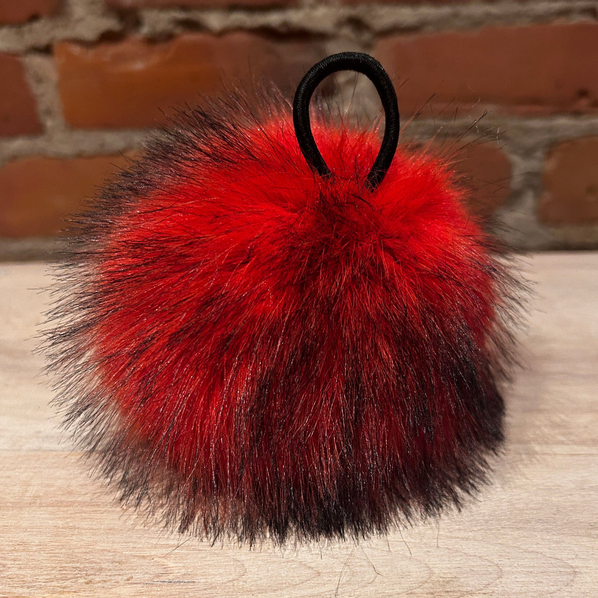 Orange Red Faux Fox Fur Pom, 5.5 Inch