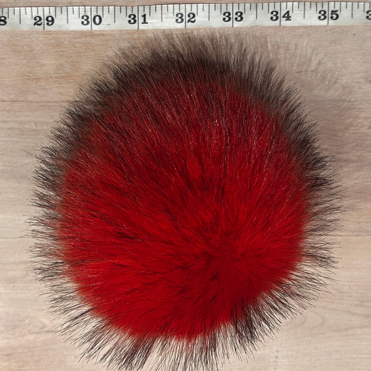 Orange Red Faux Fox Fur Pom, 5.5 Inch
