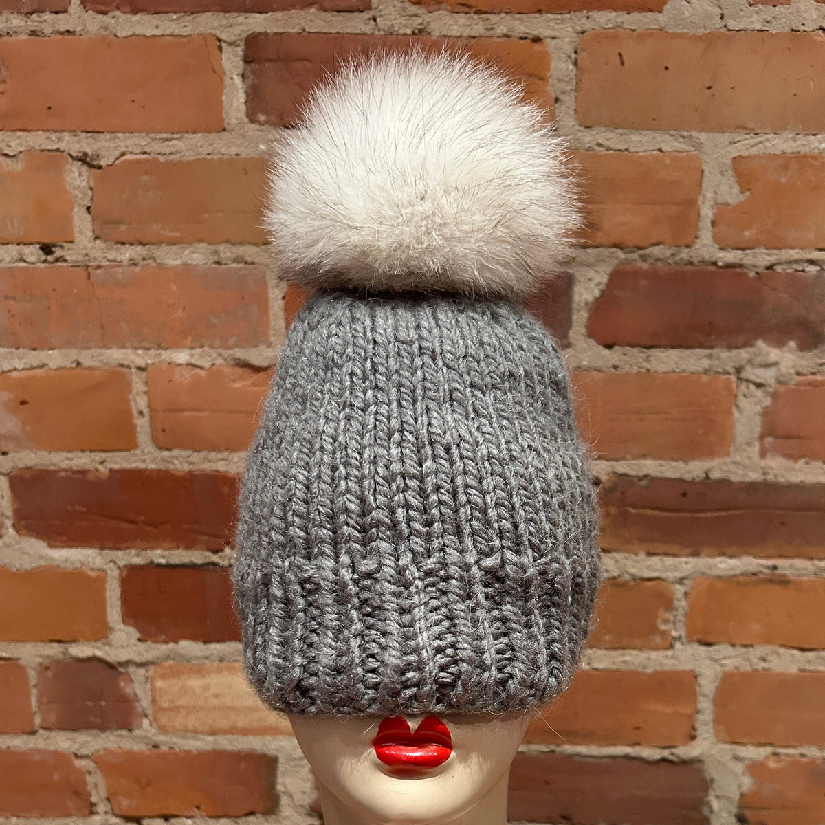 Blue Fox Fur Pom, 5.5 Inch