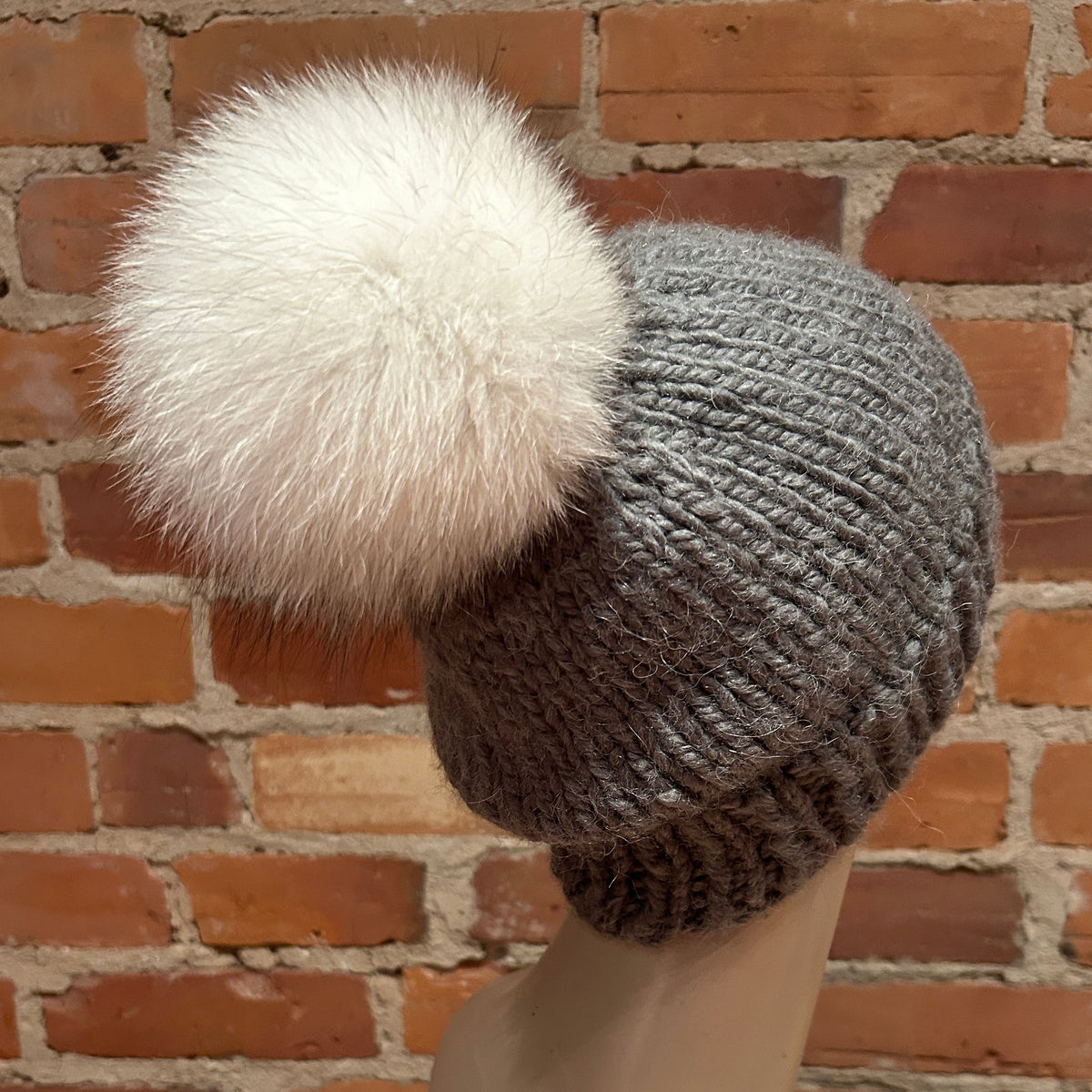 Blue Fox Fur Pom, 5.5 Inch