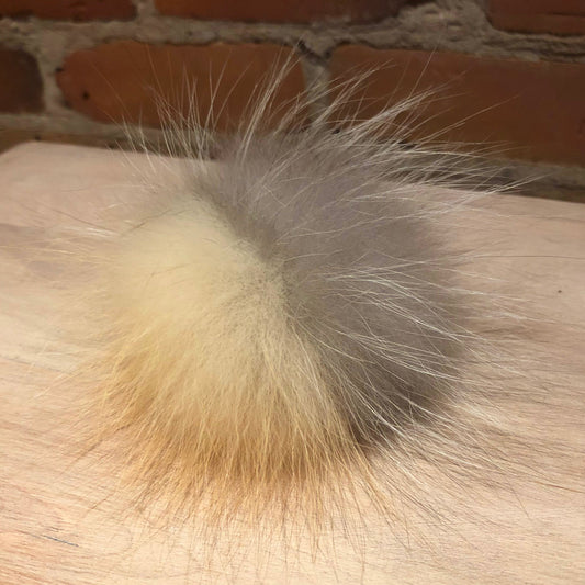 Red and Grey Fox Fur Pom, 3 Inch