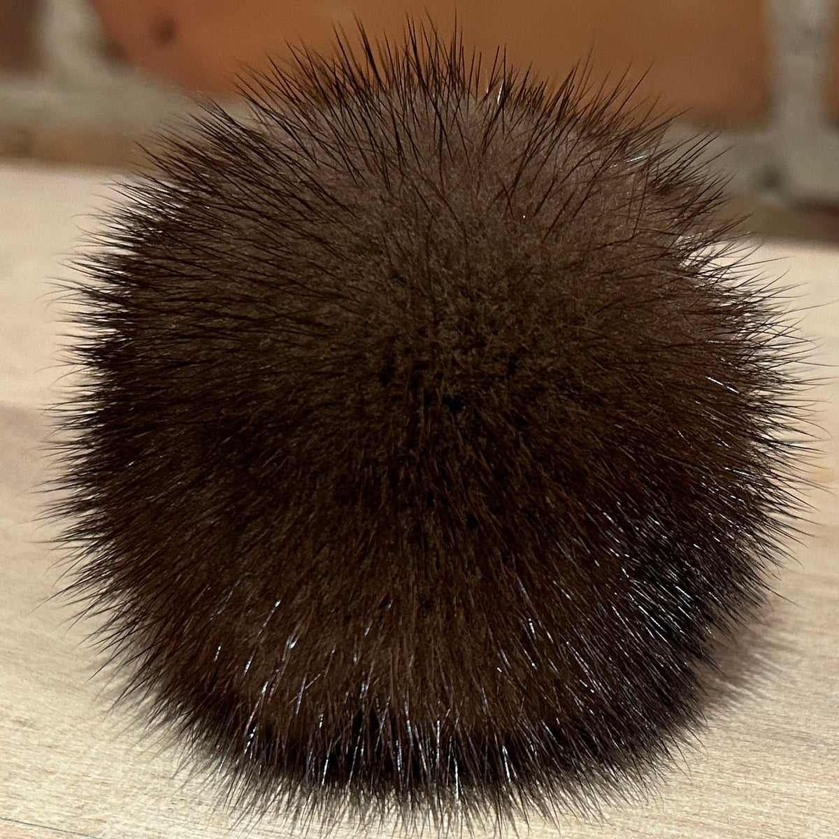 Dark Taupe Brown Mini Mink Hat Pom