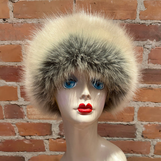 Beige and Grey Fox Faux Fur Headband