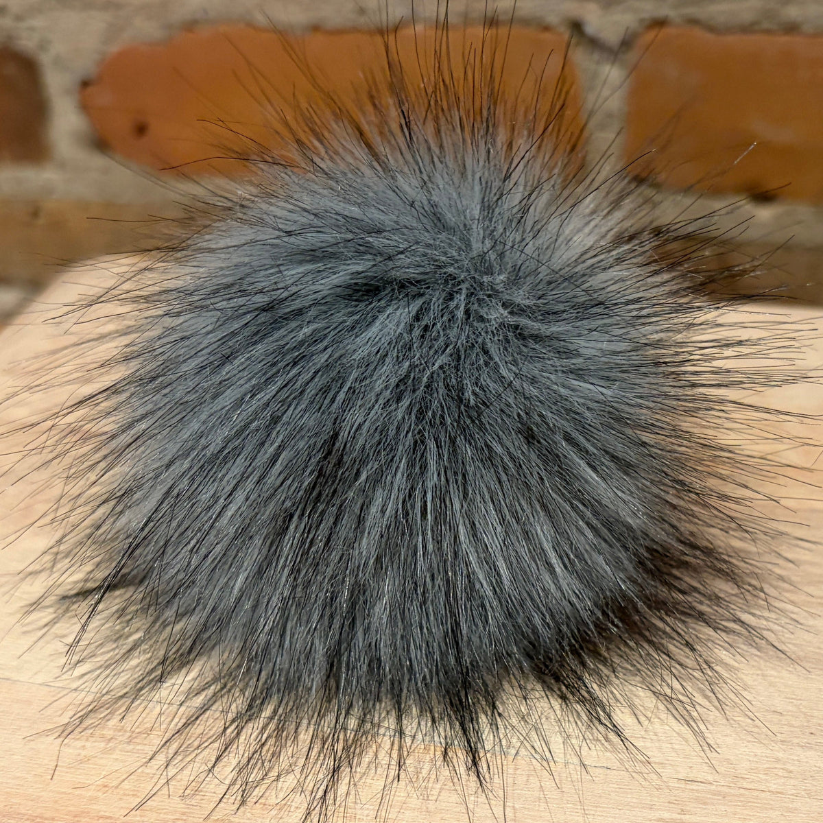 Grey Wolf Faux Fur Pom Pom, 3.5 Inch