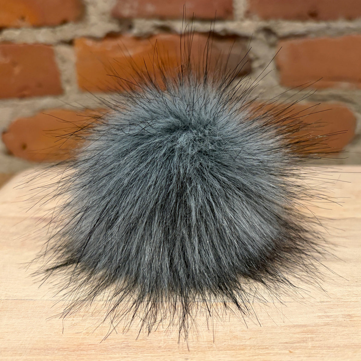 Grey Wolf Faux Fur Pom Pom, 3.5 Inch