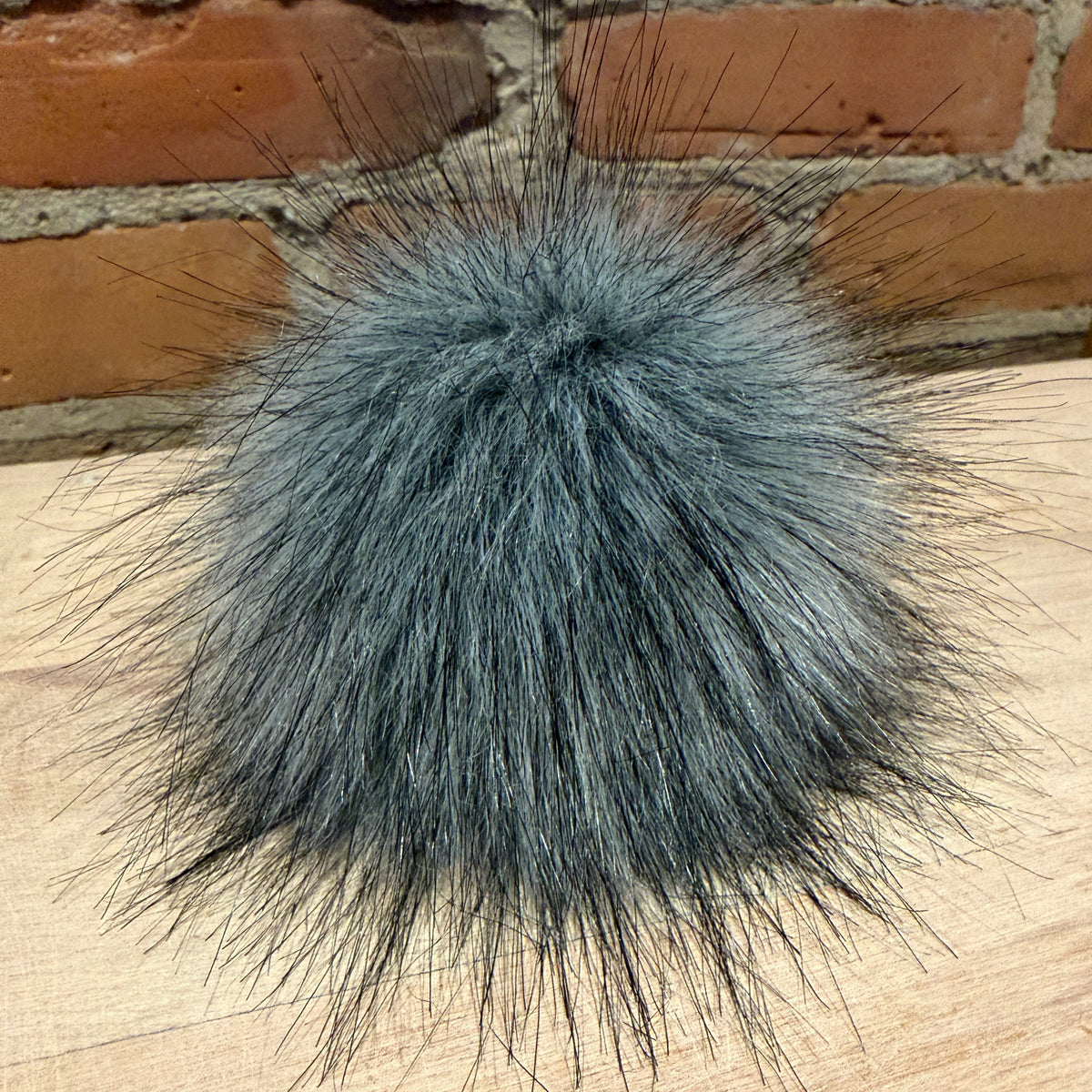 Grey Wolf Faux Fur Pom Pom, 3.5 Inch