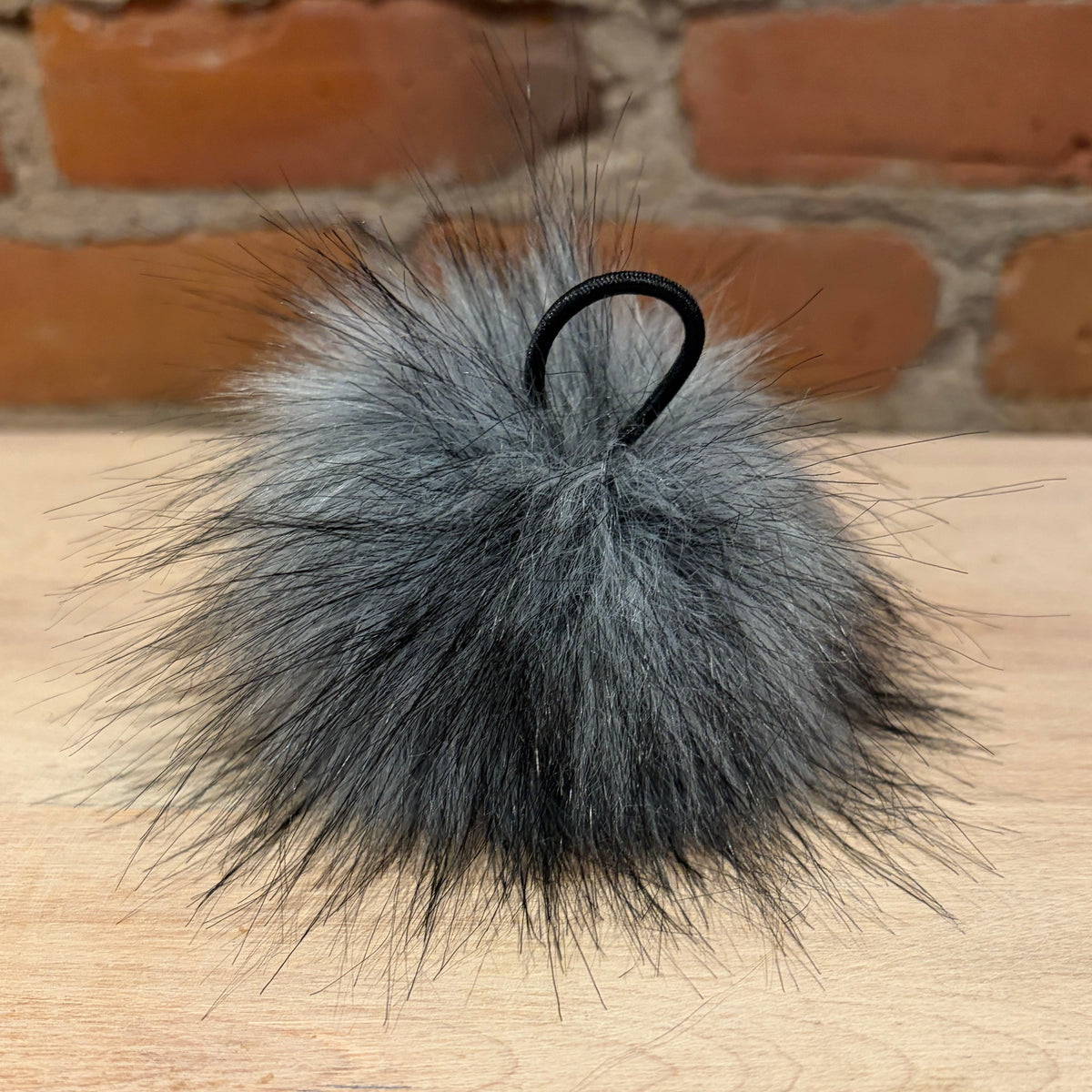 Grey Wolf Faux Fur Pom Pom, 3.5 Inch