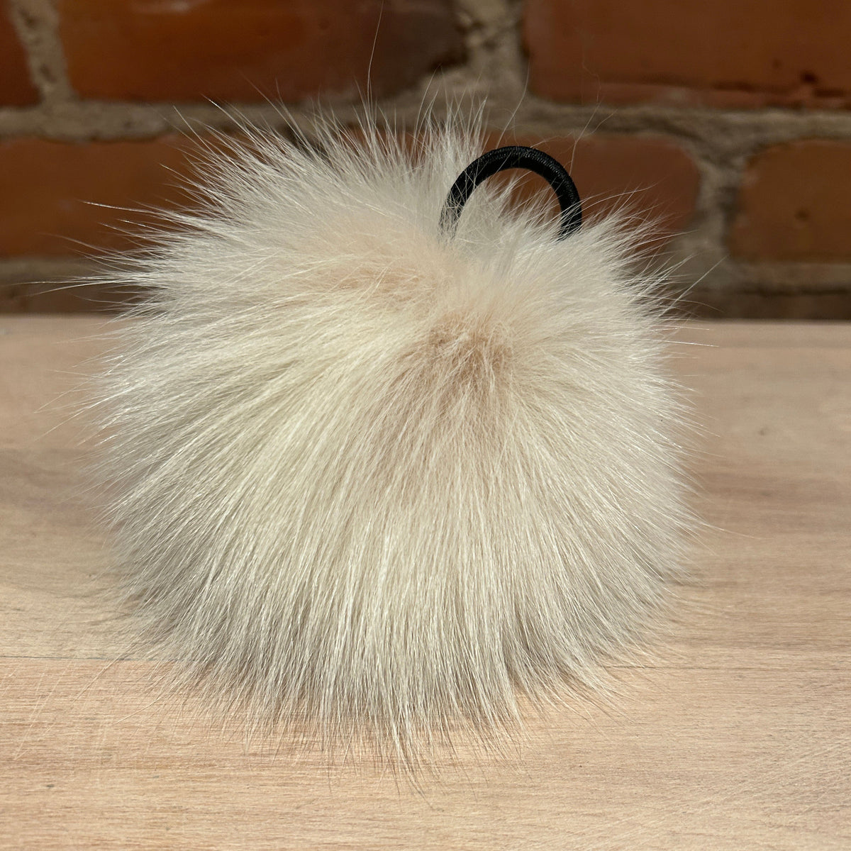 Ivory Peach Fox Fur Pom, 5 Inch