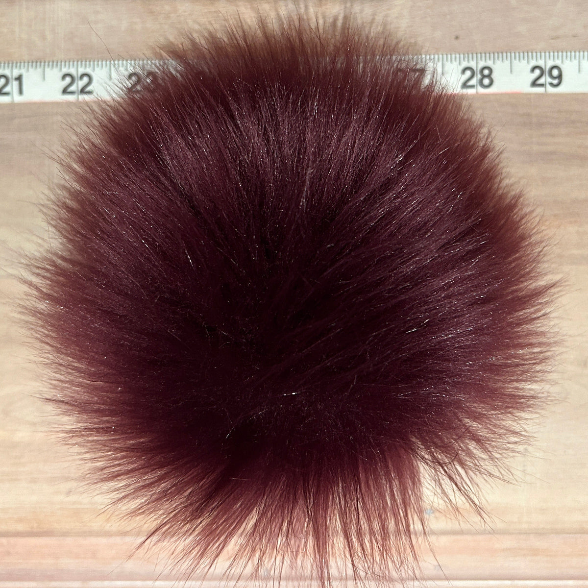 Burgundy Faux Lamb Fur Large Pom, 6 Inch