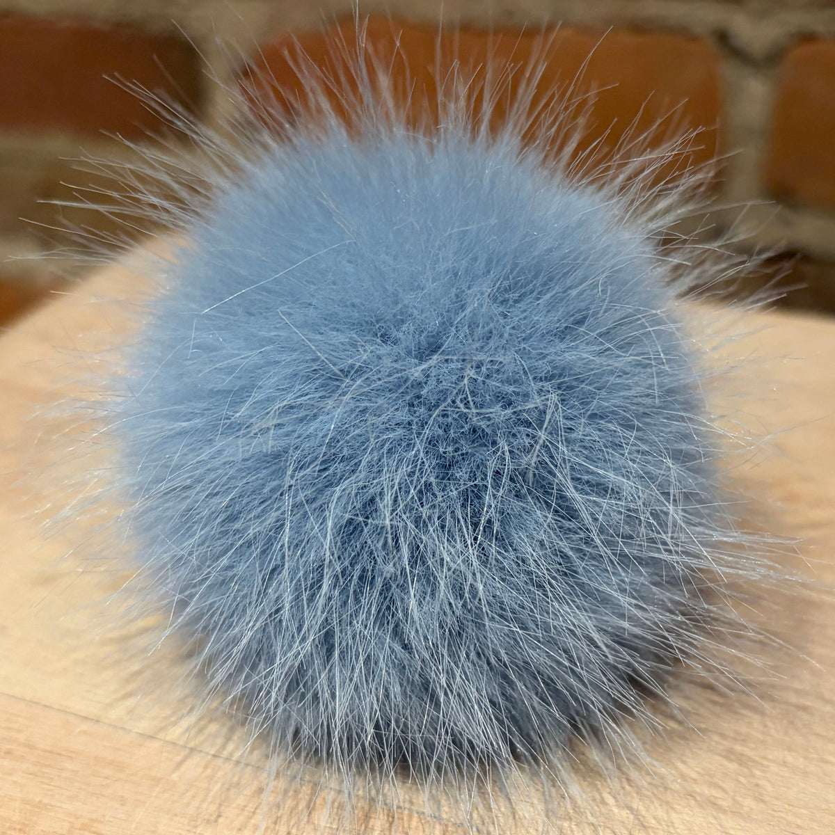 Light Blue Faux Fur Pom, 3 Inch
