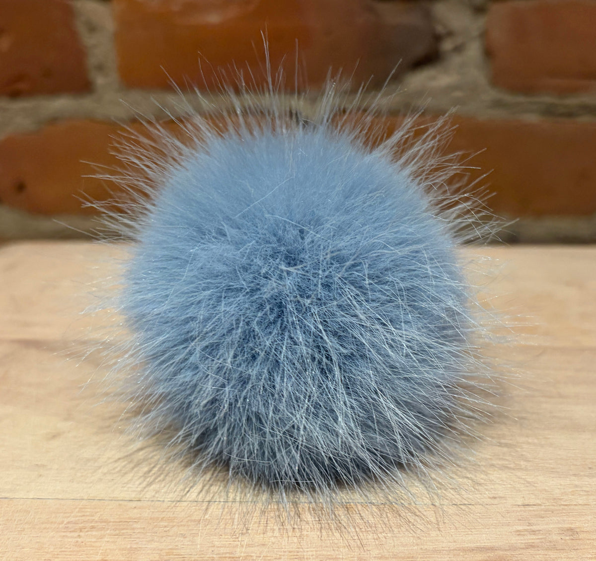 Light Blue Faux Fur Pom, 3 Inch