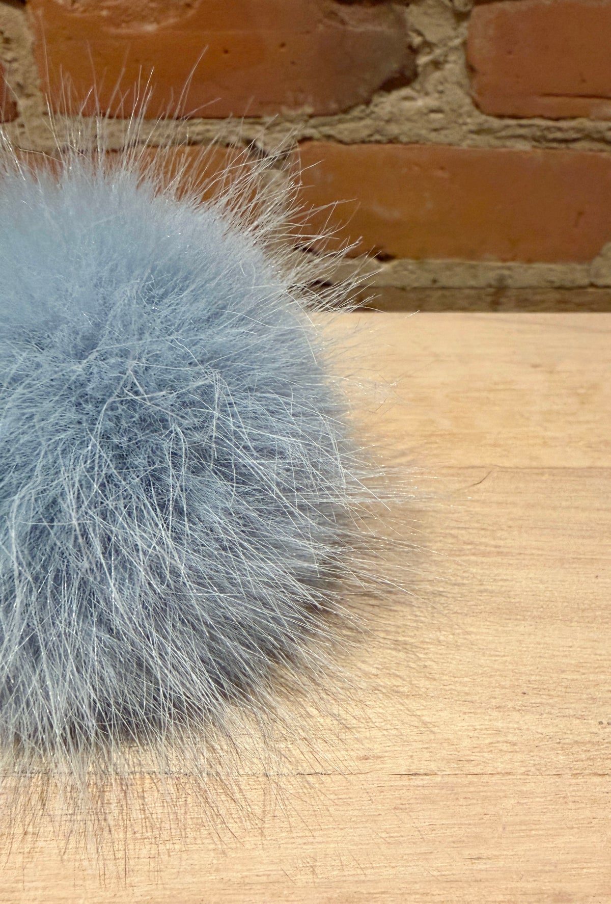 Light Blue Faux Fur Pom, 3 Inch