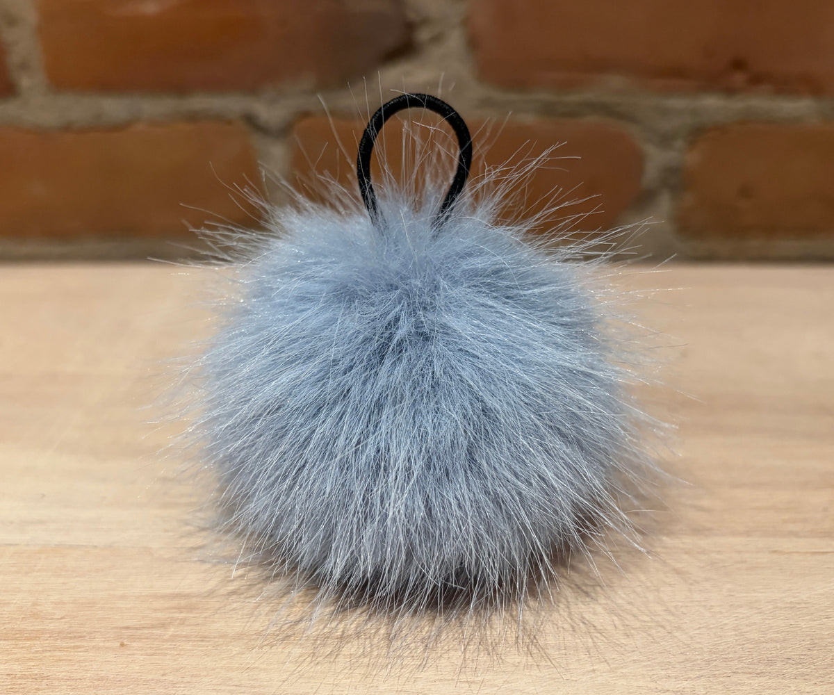 Light Blue Faux Fur Pom, 3 Inch