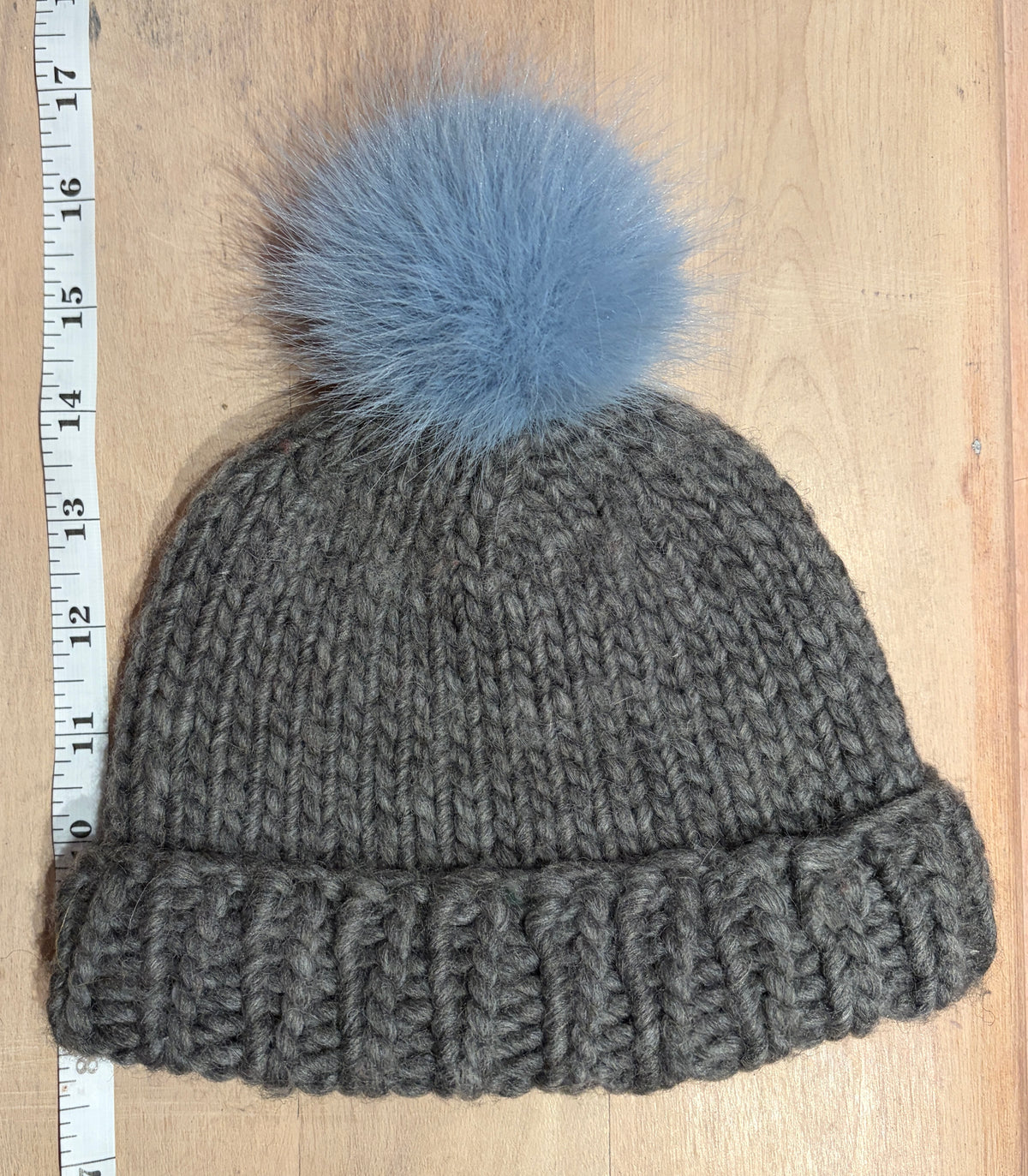 Light Blue Faux Fur Pom, 3 Inch