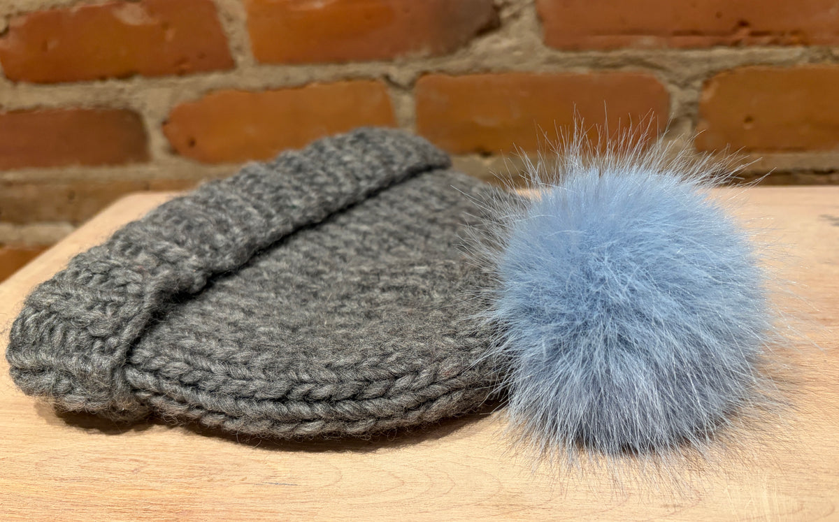 Light Blue Faux Fur Pom, 3 Inch