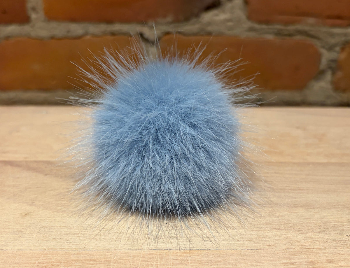 Light Blue Faux Fur Pom, 2.5 Inch