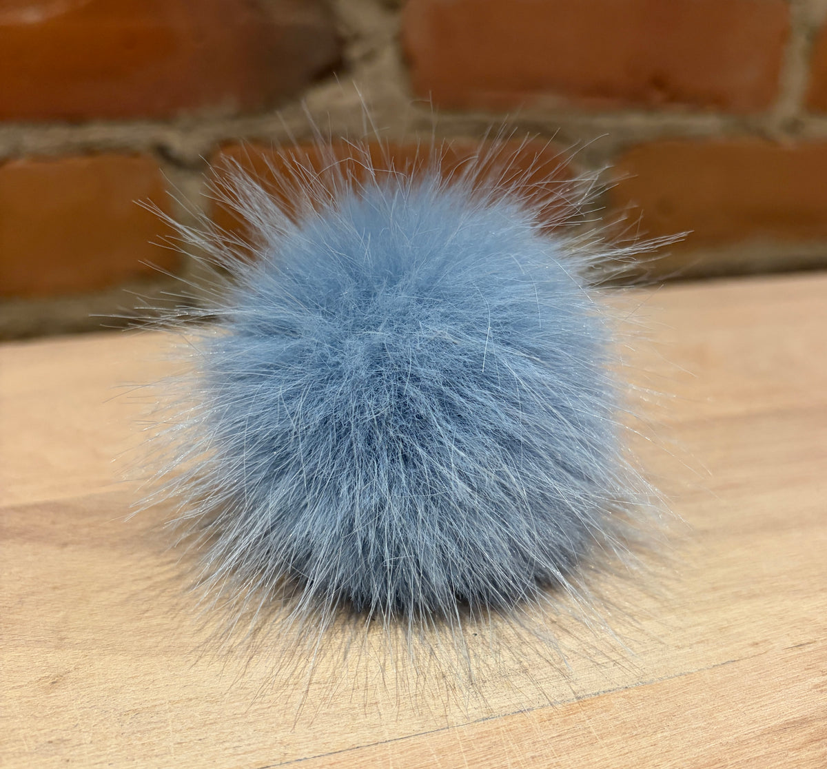 Light Blue Faux Fur Pom, 2.5 Inch