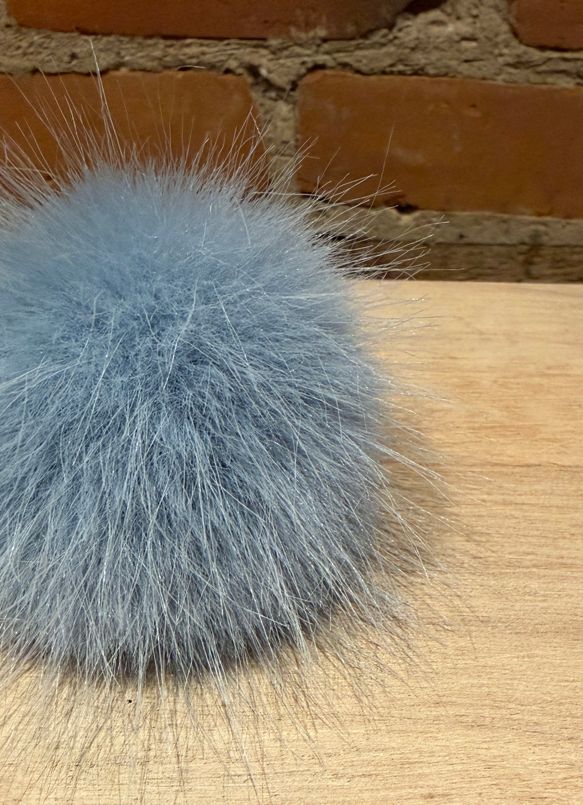 Light Blue Faux Fur Pom, 2.5 Inch