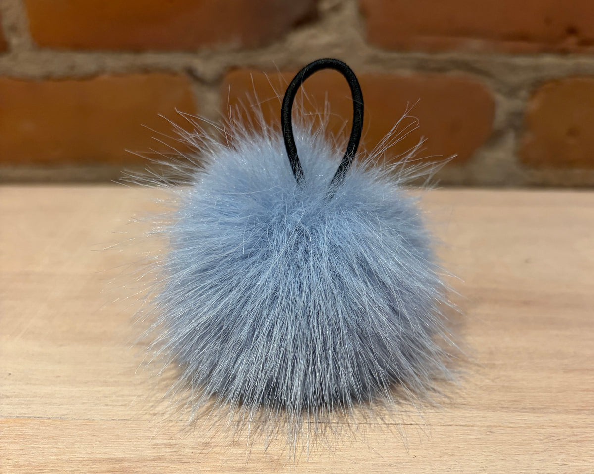 Light Blue Faux Fur Pom, 2.5 Inch