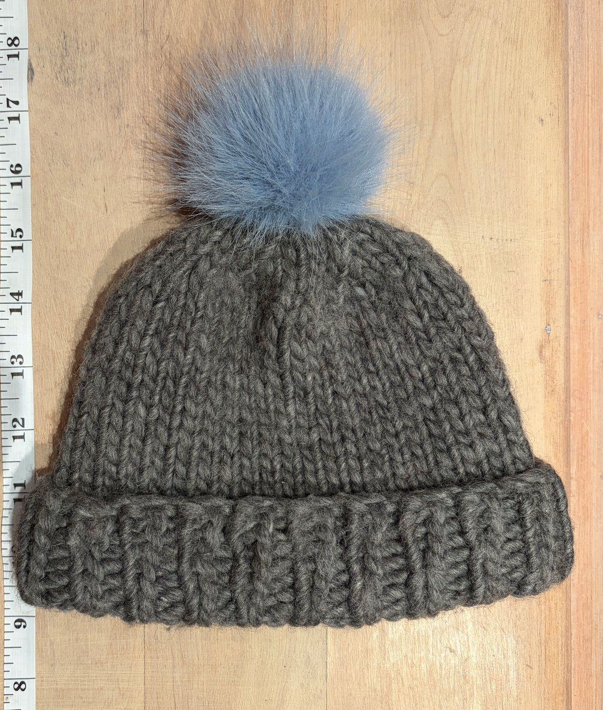 Light Blue Faux Fur Pom, 2.5 Inch