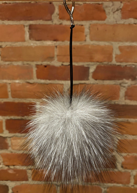 Silver Fox Purse Pom, 5.5 Inch