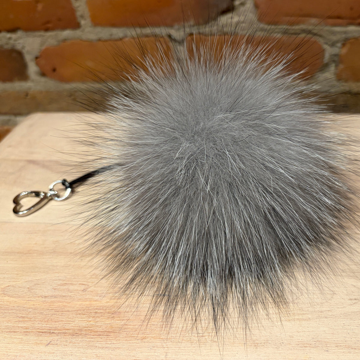 Silver Fox Purse Pom, 5.5 Inch