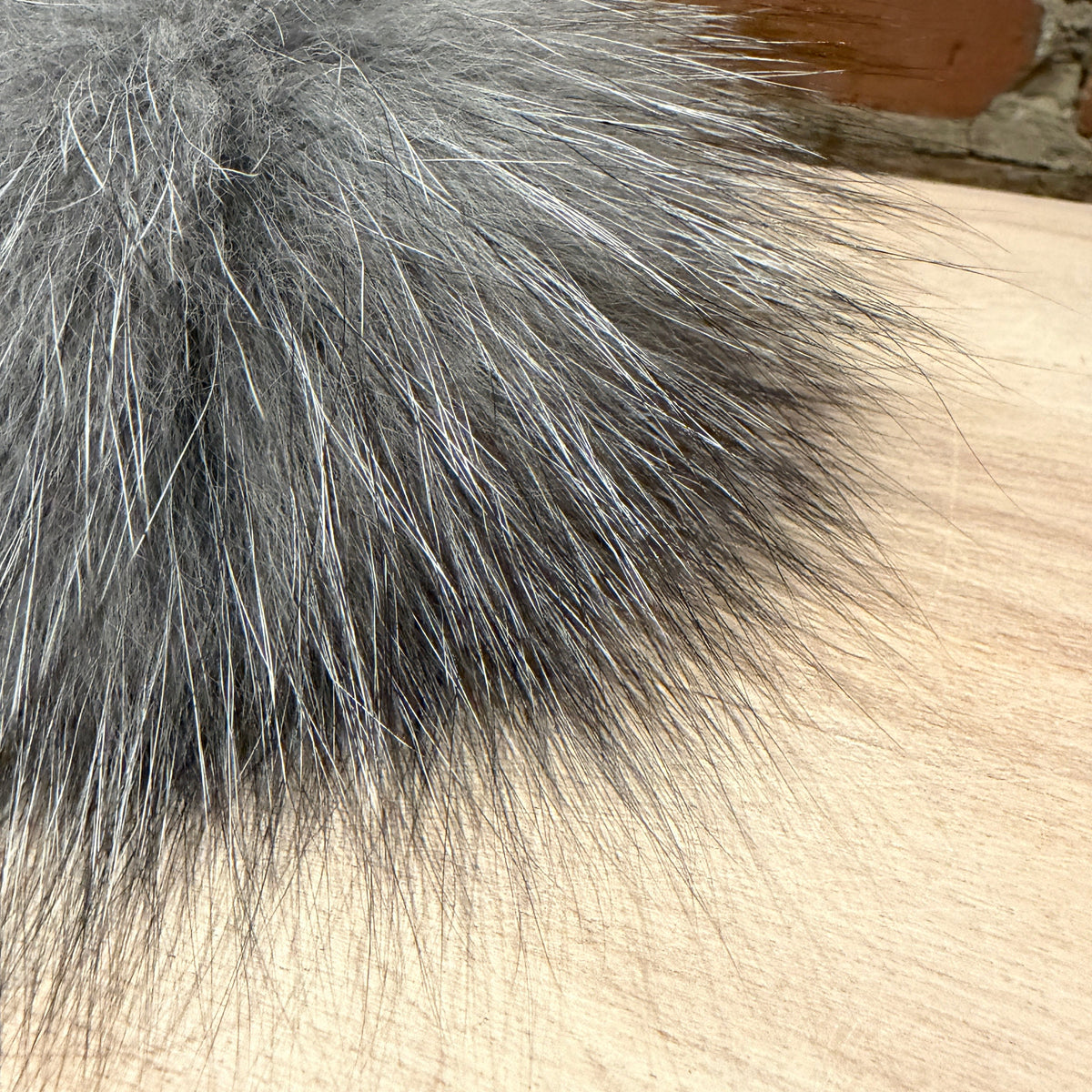 Silver Fox Purse Pom, 5.5 Inch