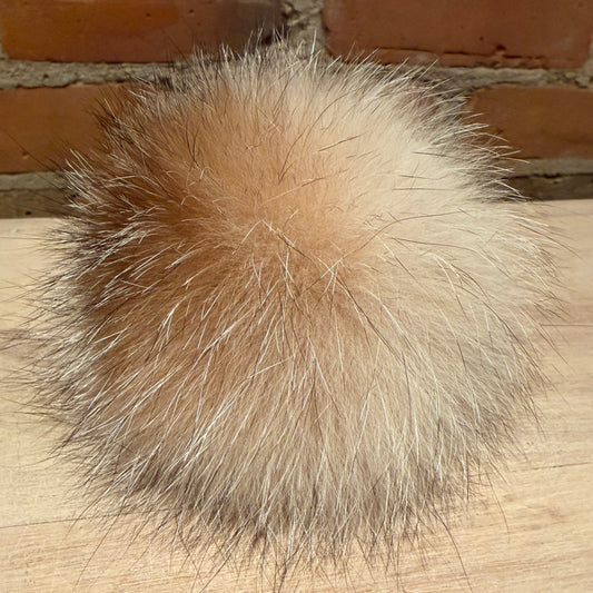Cream Crystal Fox Fur Pom, 4.5 Inch