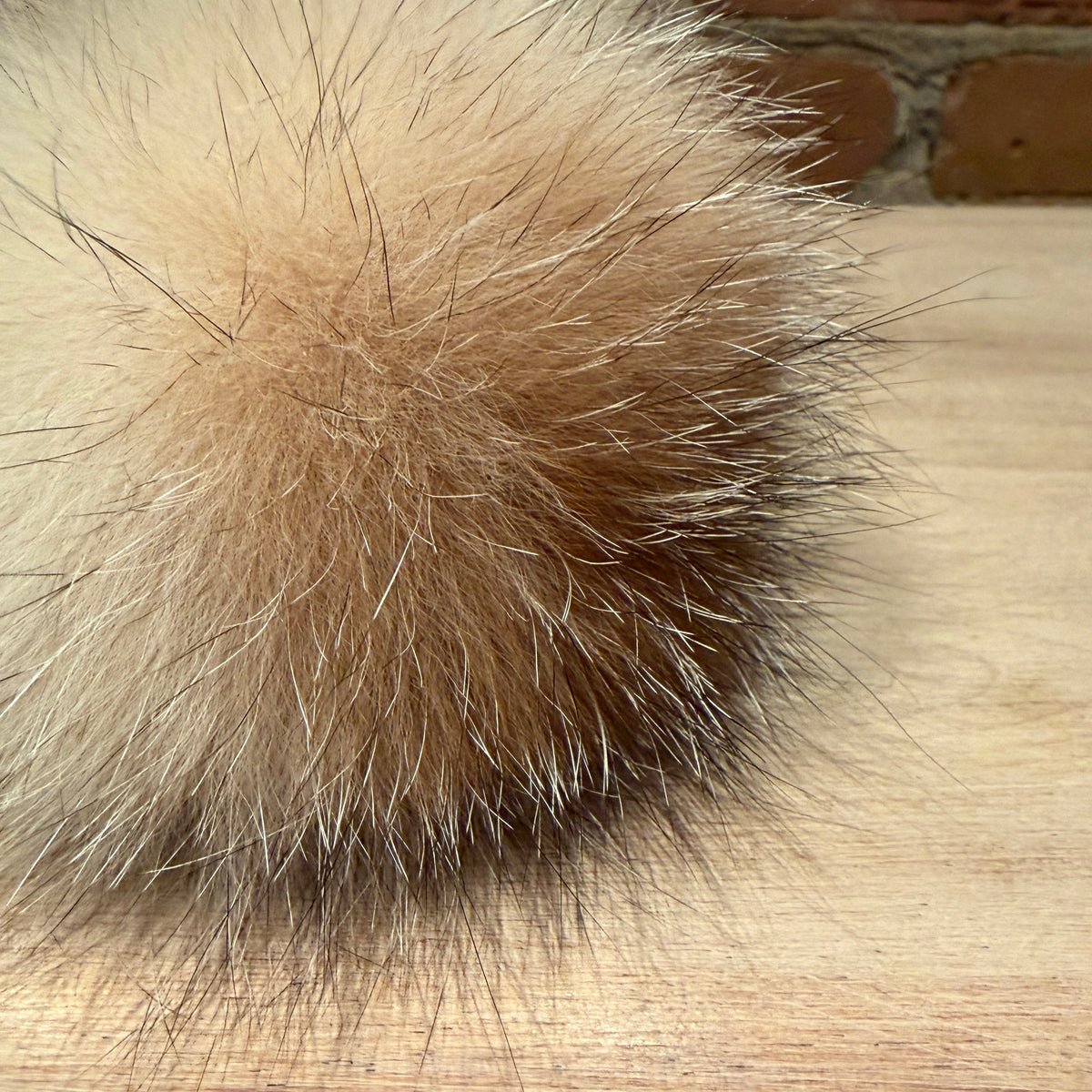 Cream Crystal Fox Fur Pom, 4.5 Inch