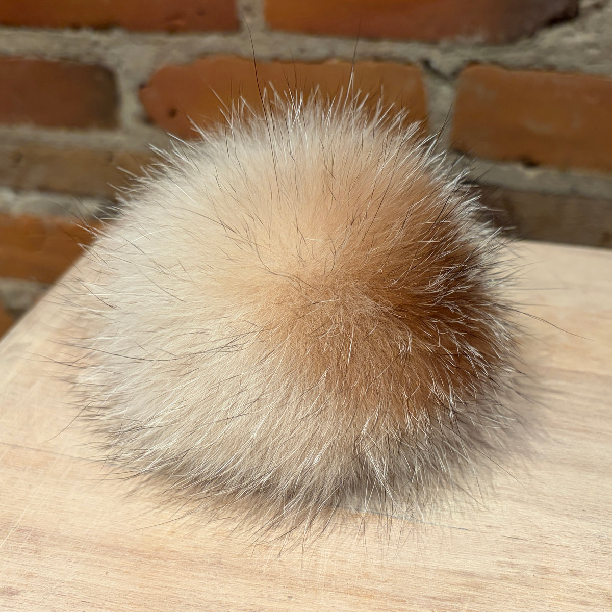 Cream Crystal Fox Fur Pom, 4.5 Inch