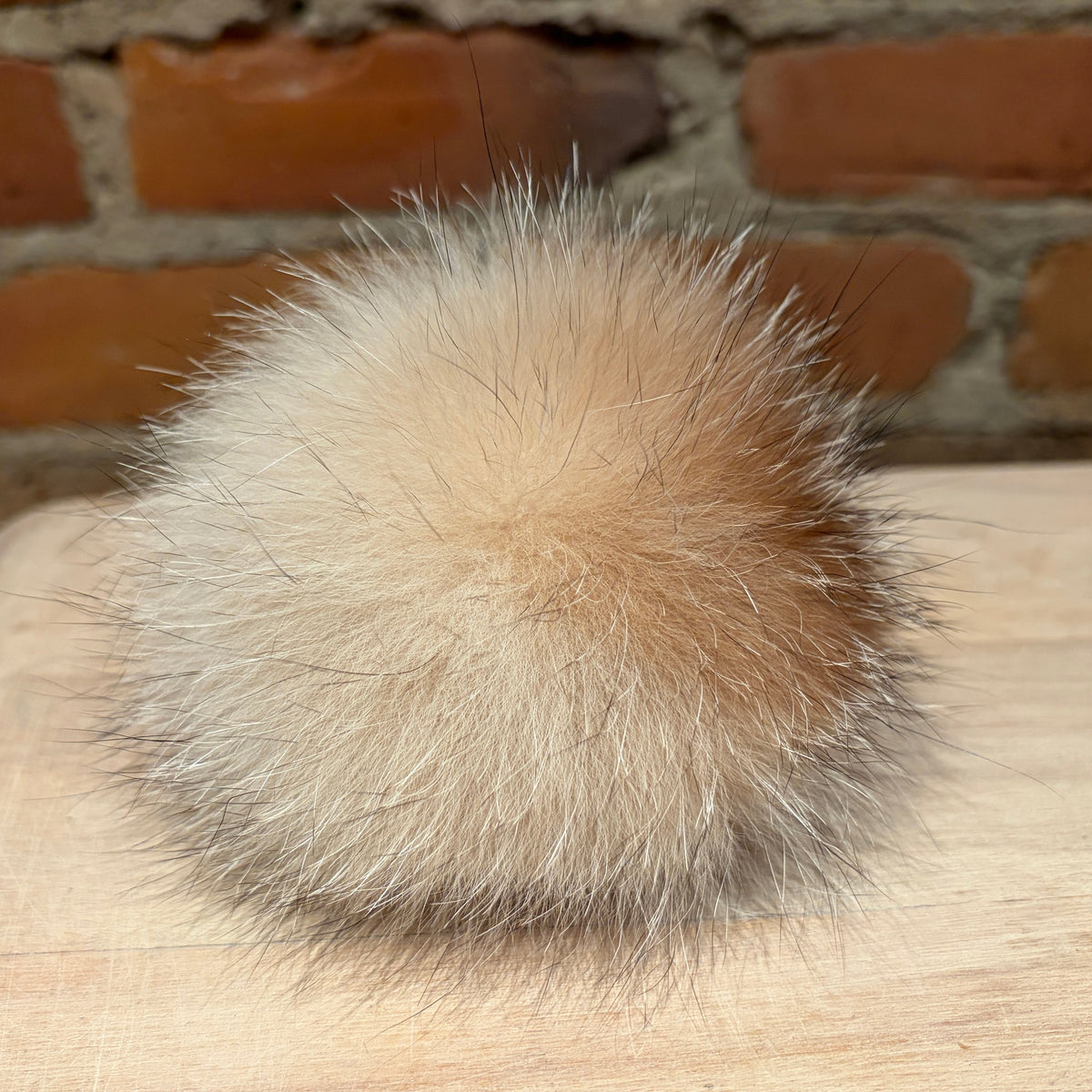 Cream Crystal Fox Fur Pom, 4.5 Inch