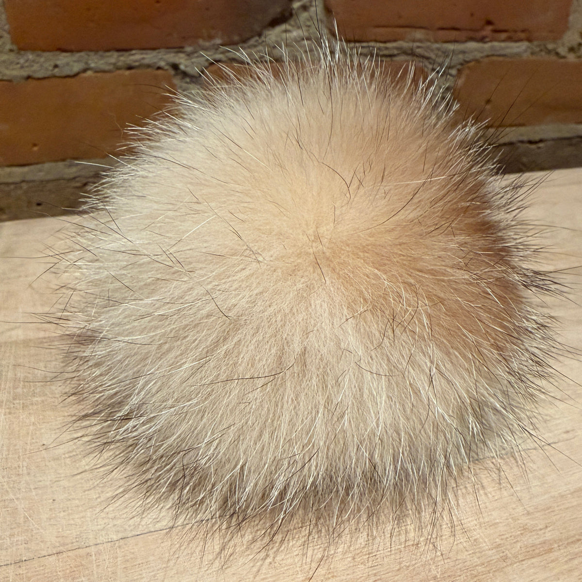 Cream Crystal Fox Fur Pom, 4.5 Inch