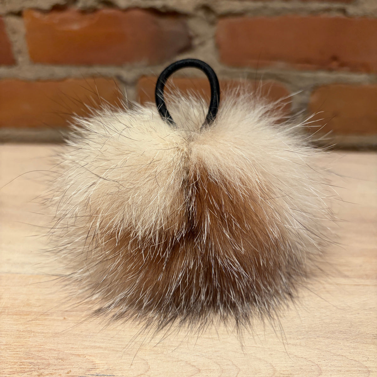 Cream Crystal Fox Fur Pom, 4.5 Inch