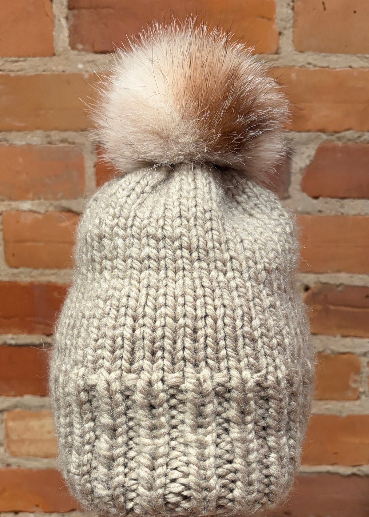 Cream Crystal Fox Fur Pom, 4.5 Inch