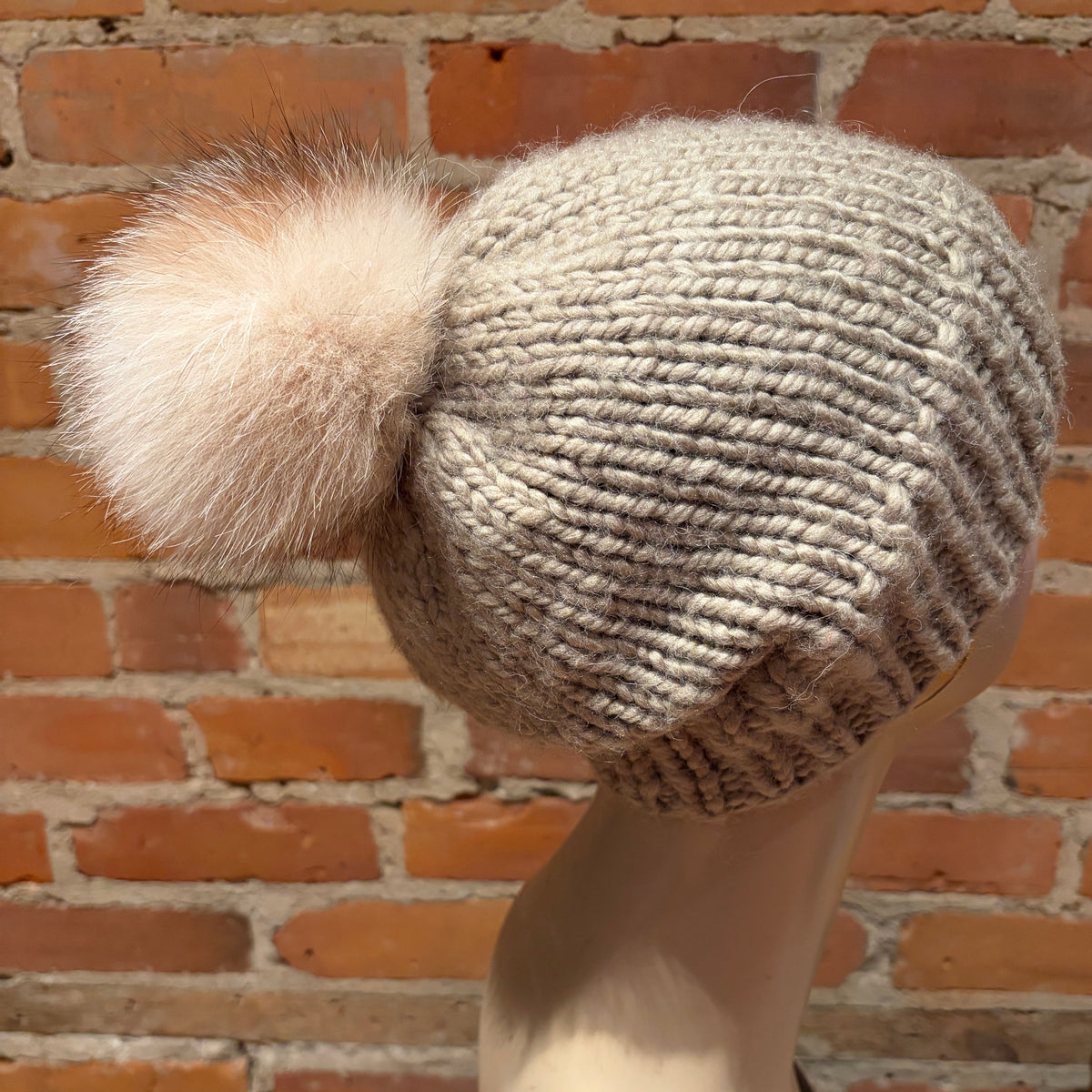 Cream Crystal Fox Fur Pom, 4.5 Inch