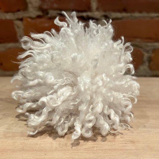 White Curly Lamb Hat Pom, 5 Inch