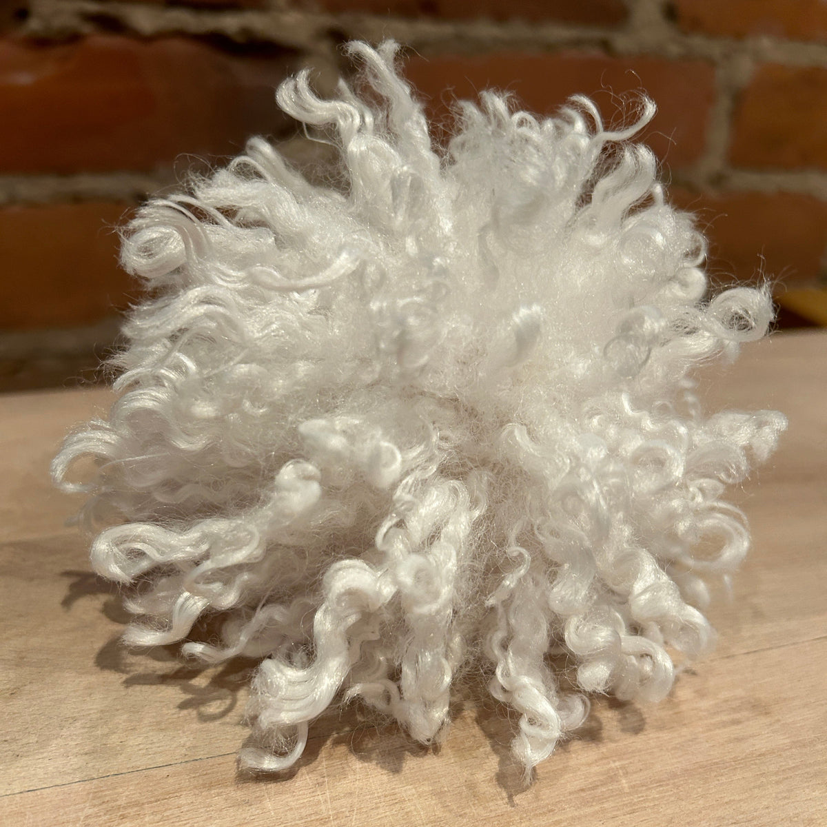 White Curly Lamb Hat Pom, 5 Inch